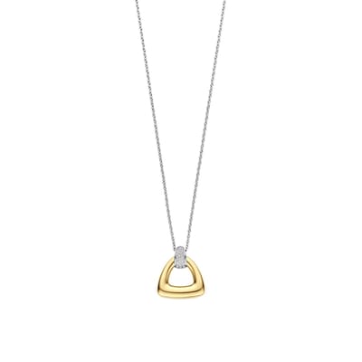 TI SENTO Dames Ketting - 925 zilver - Zirkonia met geel verguld - Maat 42 - 34108ZY