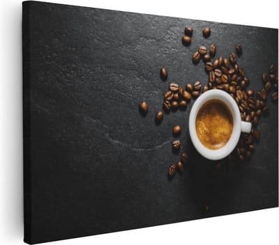 Artaza Canvas Schilderij Koffiebonen - 30x20 cm - Klein - Muurdecoratie Keuken - Wanddecoratie Espresso - Kamer Accessoires