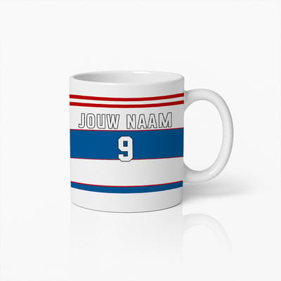 Gepersonaliseerde Sportshirt Mok – Eigen Naam Koffiebeker voor Fans & Teams