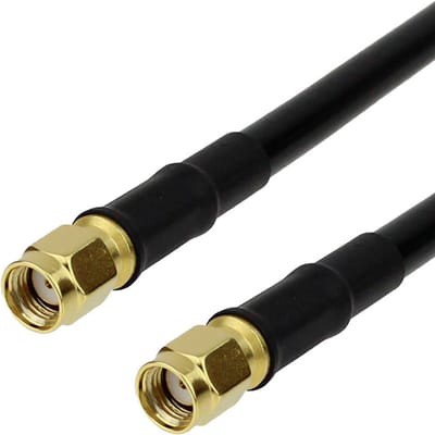 DrPhone HCC4 - LMR 240 Helium Hotspot Antennekabel - Rp Sma (Mannelijk) to Rp Sma (Mannelijk) – 0.5 Meter – Zwart