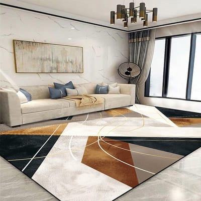 Modern Gouden Geometrisch Tapijt voor Woonkamer Grote Oppervlakte Decoratie Huiskleden voor Slaapkamer Zacht Antislip 200x300 Lounge Bankmat 100*160cm