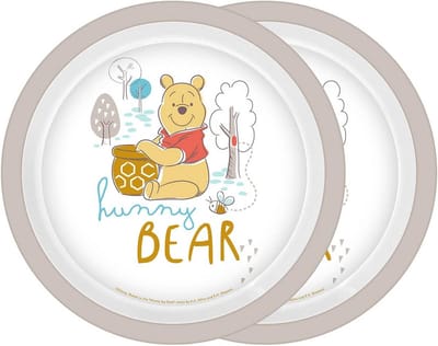 SnelShoppen - Plate Set of 2 Winnie Pooh Hunny Bear 21.5 cm - Food-safe, BPA-vrij, Magnetron- en Vaatwasserbestendig - Perfect voor Kinderen, Feesten