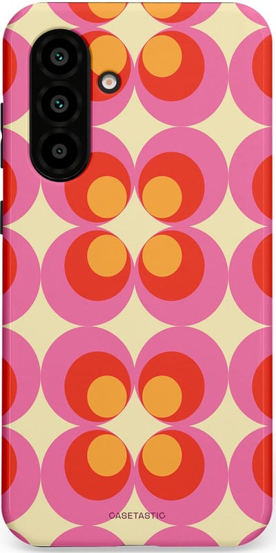 Casetastic hoesje geschikt voor Samsung Galaxy A36 / Samsung Galaxy A56 - Dubbellaagse bescherming - Circle boogie - Fashion Case - Roze Rood Zand Okergeel