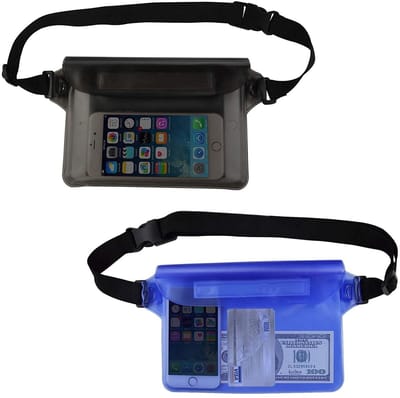 Jhubersproducts - Waterdichte heuptas - Verstelbare telefoontas - Perfect voor buitensport - Blauw en zwart - Ideaal voor strand en zwembad - Geschikt