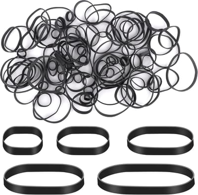 100st Zwarte Elastiekjes, 5 Maten Zware Dikke Rubberen Band Geassorteerd Brede Elastische Band voor Kattenbak Bestandsmap Thuis School Kantoorbenodigdheden (8,5/6,5/5,5/3,5/2 cm)