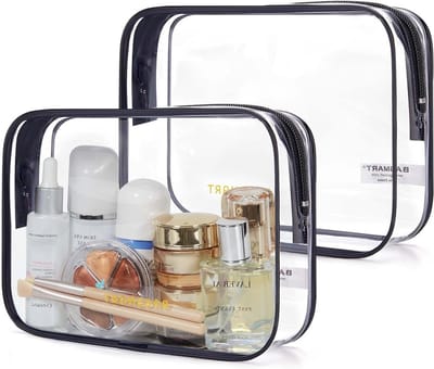 Transparante Toilettas, TSA-goedgekeurd, Waterafstotend, 1 Liter, Handbagage, Cosmetica Organizer voor Mannen en Vrouwen, Set van 2, Ideaal voor Reizen en Vakanties