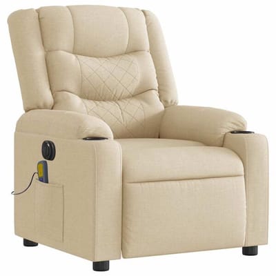 Massagestoel - Relaxfauteuil - Zetel - Stof - 1 persoons - Met armleuning - Zeer comfortabel - Elektrisch - Crème