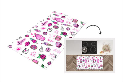 Keukenloper - Loper keuken - Meiden - Liefde - IJs - Patronen - 120x60 cm - Keukenloper vinyl