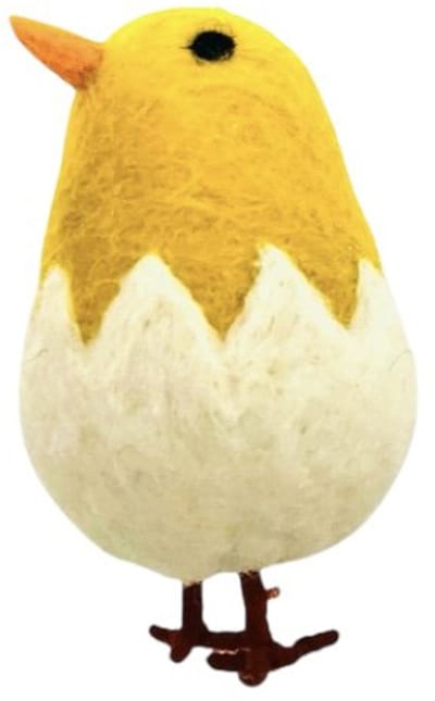 Luna-Leena duurzame hanger kip - geel - wol vilt - L9 x 5ø cm +ophanglus - handgemaakt in Nepal - paasdecoratie - chicken easter hanger - paas hanger ornament