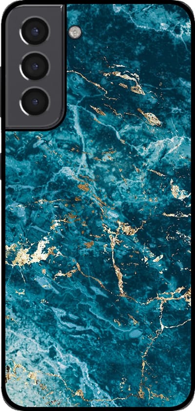 Smartphonica Telefoonhoesje voor Samsung Galaxy S21 met marmer opdruk - TPU backcover case marble design - Blauw geschikt voor Samsung Galaxy S21
