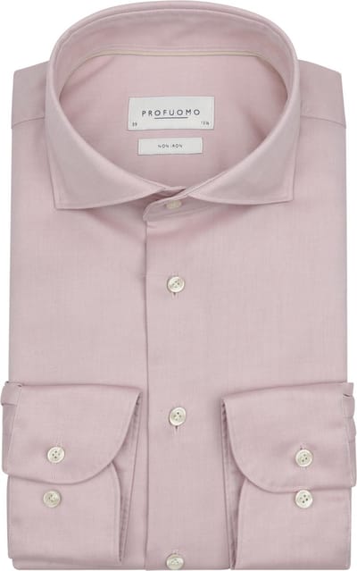 Profuomo Twill Overhemd Lichtroze - Maat 39 - Heren - Overhemden Formeel