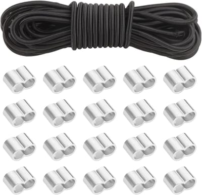 Expander Touw 8 mm x 10 m met 20 Klemmen, Zwart Elastisch Touw voor Varen, Kamperen en Transport