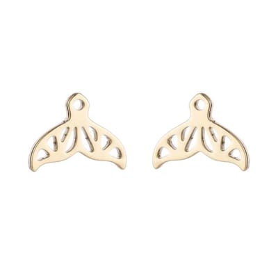 Fako Bijoux® - Oorbellen - Steker - RVS - Stainless Steel - Dolfijn Staart - Goudkleurig