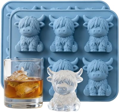 Flexibele 3D-siliconen mini-ijsblokjesvormen in koeienvorm voor creatief ijs, cocktails en desserts