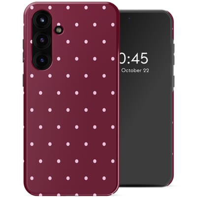 Selencia Hoesje - Geschikt voor Samsung Galaxy S25 FE - Backcover - Happy Dots Burgundy
