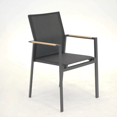 Stapelstoel Delia Zwart teak arm