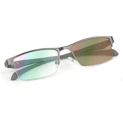 Heren Klassiek Vierkant Fotochroom Halfmontuur Myopie Bril Anti Blauw Licht Zakelijk Veelzijdig Oogbescherming Bril 0 Tot -4.0 0