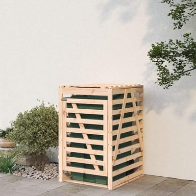 Afvalcontainer Schuur - Vuilnisbak Omkasting - Tuin Opruimen - Massief Hout - 84 x 90 x 1285 cm - Natuurlijk Grenen