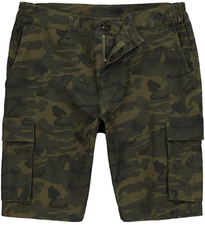 Men Plus - Heren - Cargobermuda loose fit camouflage - Donkerolijf - Maat 70
