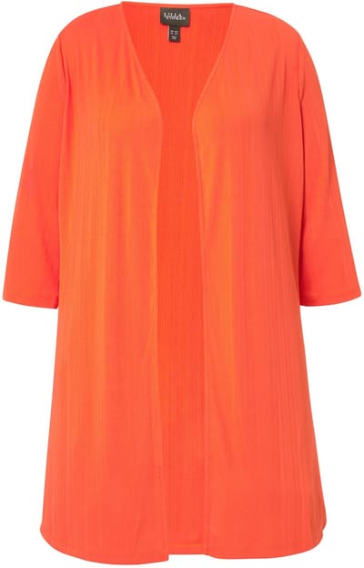 Ulla Popken - Dames - Lange jas ribjersey open model V-hals - Paprika - Maat 42+