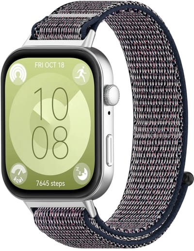 By Qubix - Sport loop nylon bandje - Blauw gemêleerd - geschikt voor Huawei Watch Fit 5 / 4 / 3