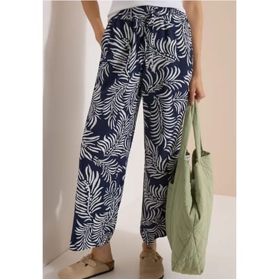 Wide Leg Broek met print en galonstrepen