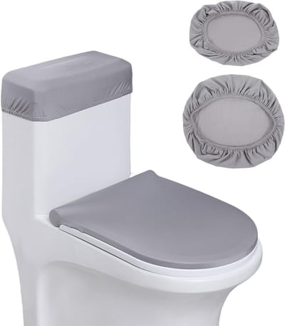 Elastische Toiletzitting Deksel in Donkergrijs voor Bescherming tegen Stof en Vuil, Geschikt voor Toiletten en Tankdeksels