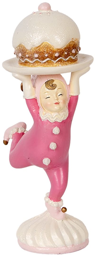 Clayre & Eef Decoratie Beeld Elf 12x8x21 cm Roze Kunststof