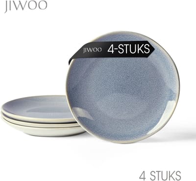 Dinerborden set van 4 (Ø19,5cm / 8 inch) bordenset, Pastaborden, dubbel reactief glazuur, serviesset 4 persoons, Geschikt voor restaurants, Horeca, familiefeesten, banketten en picknicks, Magnetron-vaatwasserbestendig, Keramiek