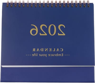 Compacte Staande Flip Kalender 2025-2026 voor Thuis, Kantoor en School - Donkerblauw, 18 x 16.5 cm, Perfecte Planner en Organiser