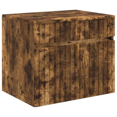 vidaXL - Wandgemonteerde - Badkamerkast - Gerookt - eiken - 59 - x - 44,5 - x - 50 - cm