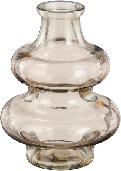 Mica Decorations Bloemenvaas Sira - transparant glas - beige - D12 x H16 cm - vaas - sierlijk model
