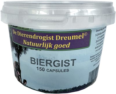 Biergist Capsules Dierendrogist - Voedingssupplement voor Honden en Katten - 150st, Bevat Essentiële Aminozuren
