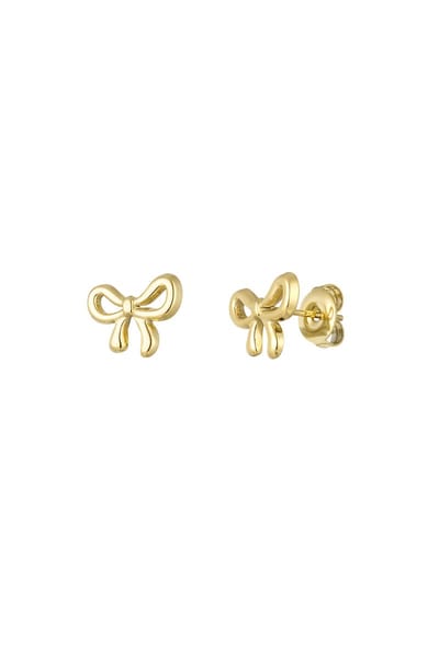 Oorknopjes met strik - Oorstekers - Studs - Yehwang - 1,55 x 1,30 cm - Stainless Steel - Waterproof earrings - Goudkleurige oorbellen - Nikkel vrij - Dames-/Kinder oorbellen