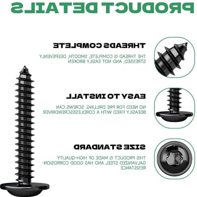 100 stuks zwarte platte schroeven M4x18mm voor hout, RVS A2 V2A, ideaal voor akoestische panelen en meubels