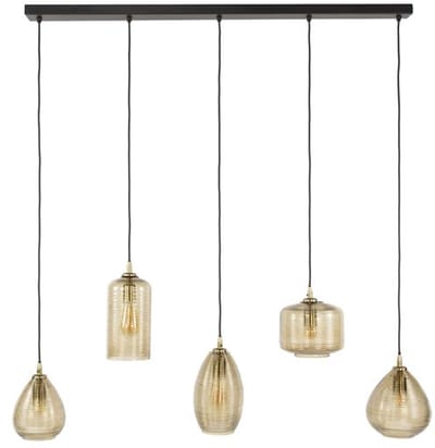 Giga Meubel Hanglamp Stripe Glass - Bruin - 5-Lichts - 126x20x150cm