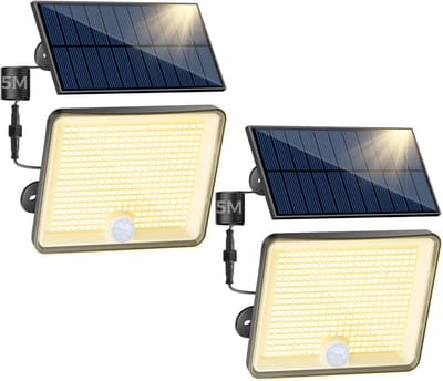 Set van 2 zonnepanelen buitenlampen met bewegingssensor en 5m kabel