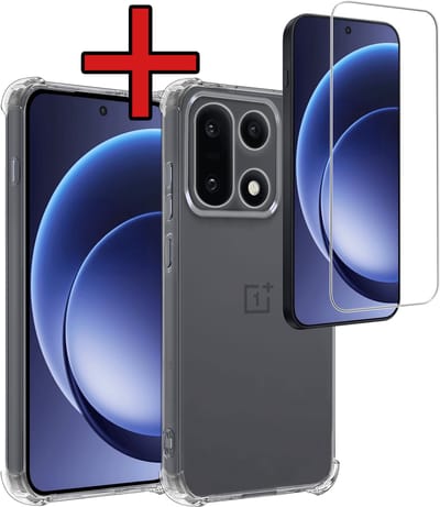 Hoesje - Met Screenprotector - Geschikt voor OnePlus 15 - Sterk & Shockproof - Back Cover - Siliconen Case - Telefoon Hoes - Shock Proof - Telefoonhoes - Transparant