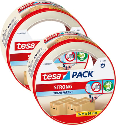 Tesa verpakkingstape - 2x - transparant - 66 m x 50 mm - tape rol - verpakkingsbenodigdheden - Verpakkingstape/inpaktape - Dozen afsluittape