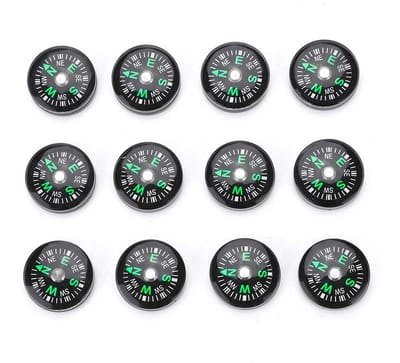 Allecto - Mini Compass Set - 12 Stuks - Ideaal voor Hiking en Camping - Lichtgewicht en Duurzaam - Handige Accessoires voor Buitenactiviteiten - Ge...