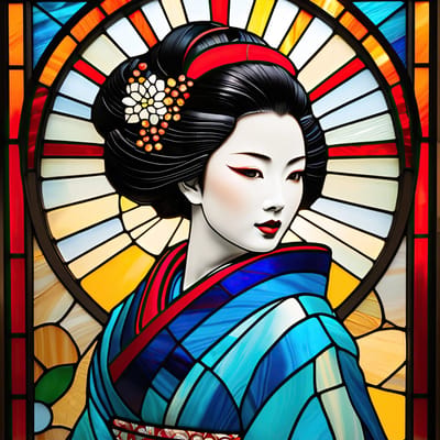 GEISHA IN GLASS: plexiglas 60x80cm