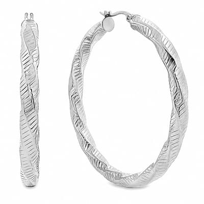 Juwelier Zwartevalk - Stainless steel wokkel oorbellen - 32.005-W/55 mm