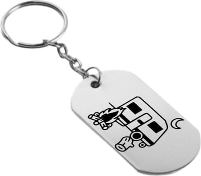 Akyol - kamperen sleutelhanger - Kamperen - mensen die kamperen kampeerders - natuur, tent, kampvuur, buitenleven, avontuur. - 54 x 29mm
