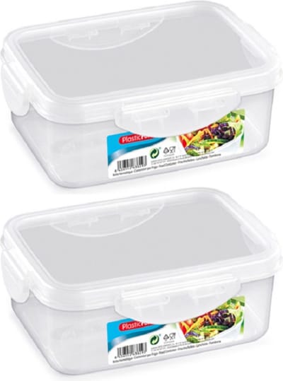 Plasticforte Vershoudbakje - 4x stuks - voor vriezer en magnetron - 2 Liter - kunststof - voedsel - 24 x 16 x 7,5 cm