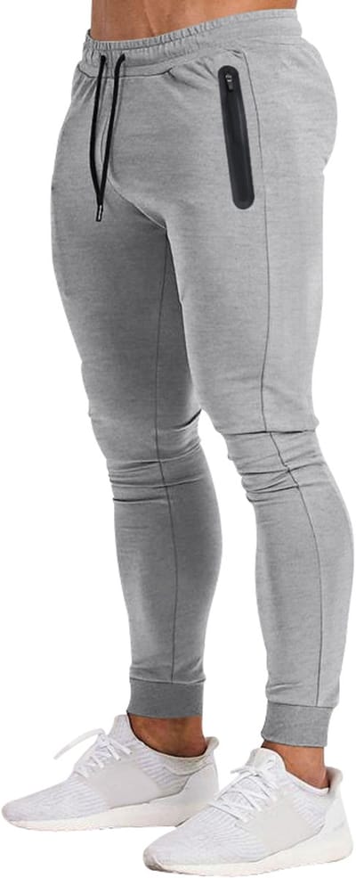 Aansluitende Sportbroek - Heren Slim Fit - Broek - Grijs - Ritszakken