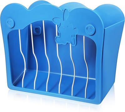 Hooirek Konijn - Voerdispenser Kleine Dieren - Voerplezier Binnen - Veilig Ophangsysteem - 365 Gram - Blauw