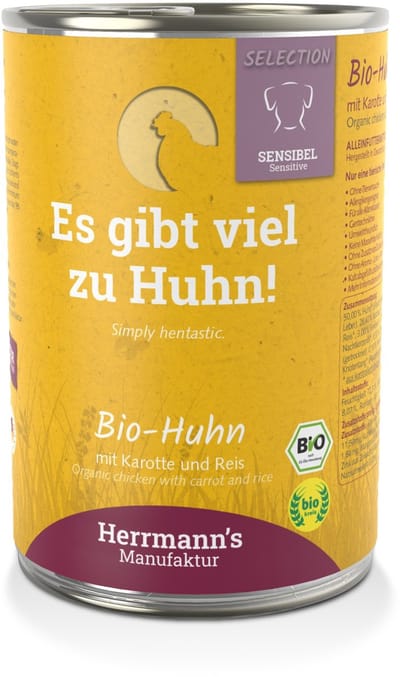Herrmann's Selection Sensible 12 x 400 g - Bio kip met bio wortel & bio rijst