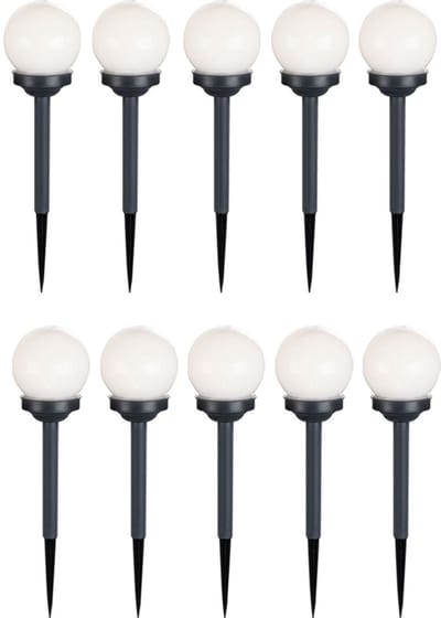 Set van 10 LED outdoor solar lamp bal ontwerp tuinpad licht met schakelaar tuinlamp bollamp, LED warm wit