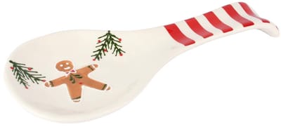 Dekoratief | Lepelhouder m/cookie, wit/rood, keramiek, 27x12x3cm | A255849