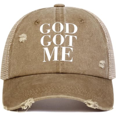 Unisex God Got Me Letterprint Was Baseball Net Caps Hip Hop Pet Lente Zomer Buiten Verstelbaar Casual Hoeden Zonbescherming Hoed beige
